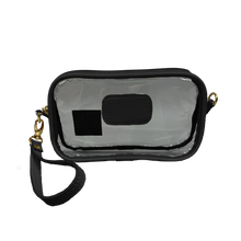 Load image into Gallery viewer, Jon Hart Clear Wristlet / Crossbody -Black Leather
