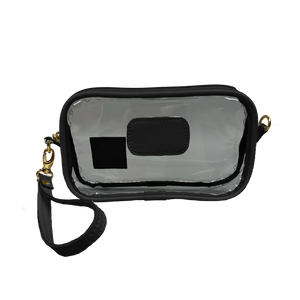 Jon Hart Clear Wristlet / Crossbody -Black Leather