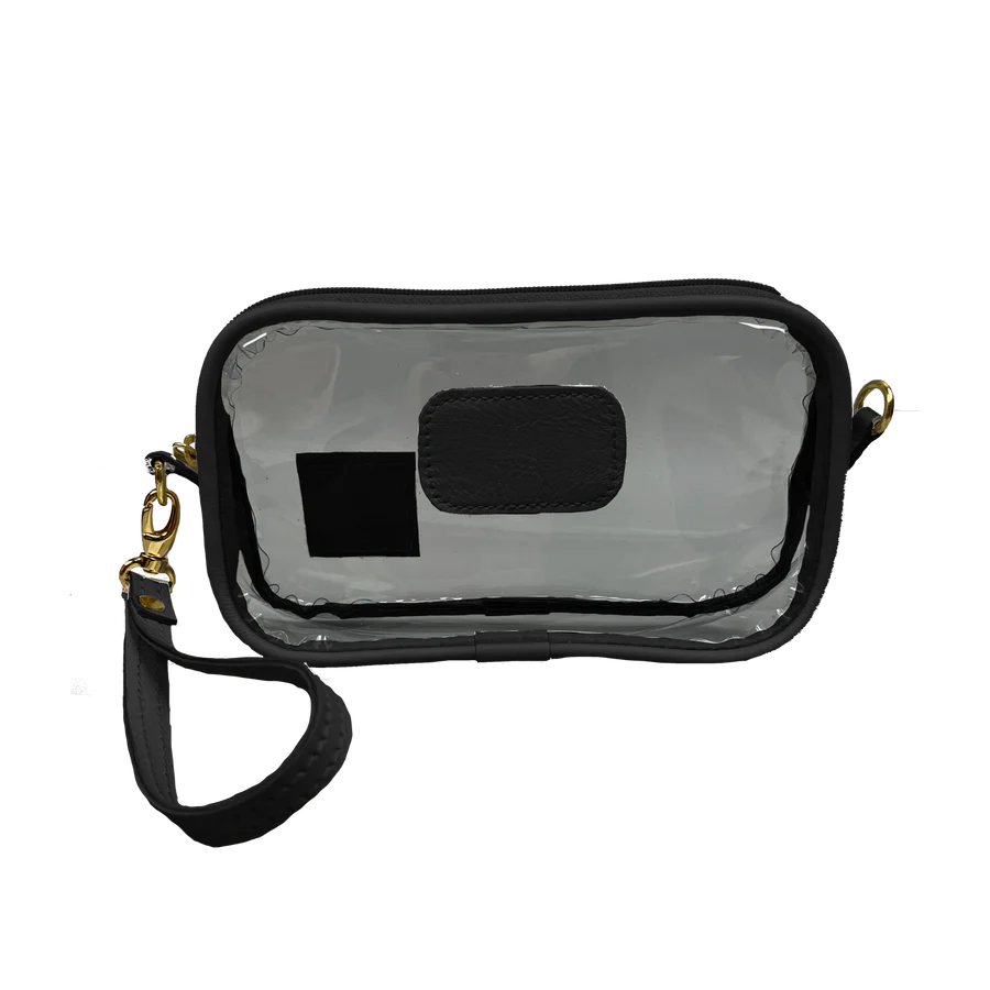 Jon Hart Clear Wristlet / Crossbody -Black Leather