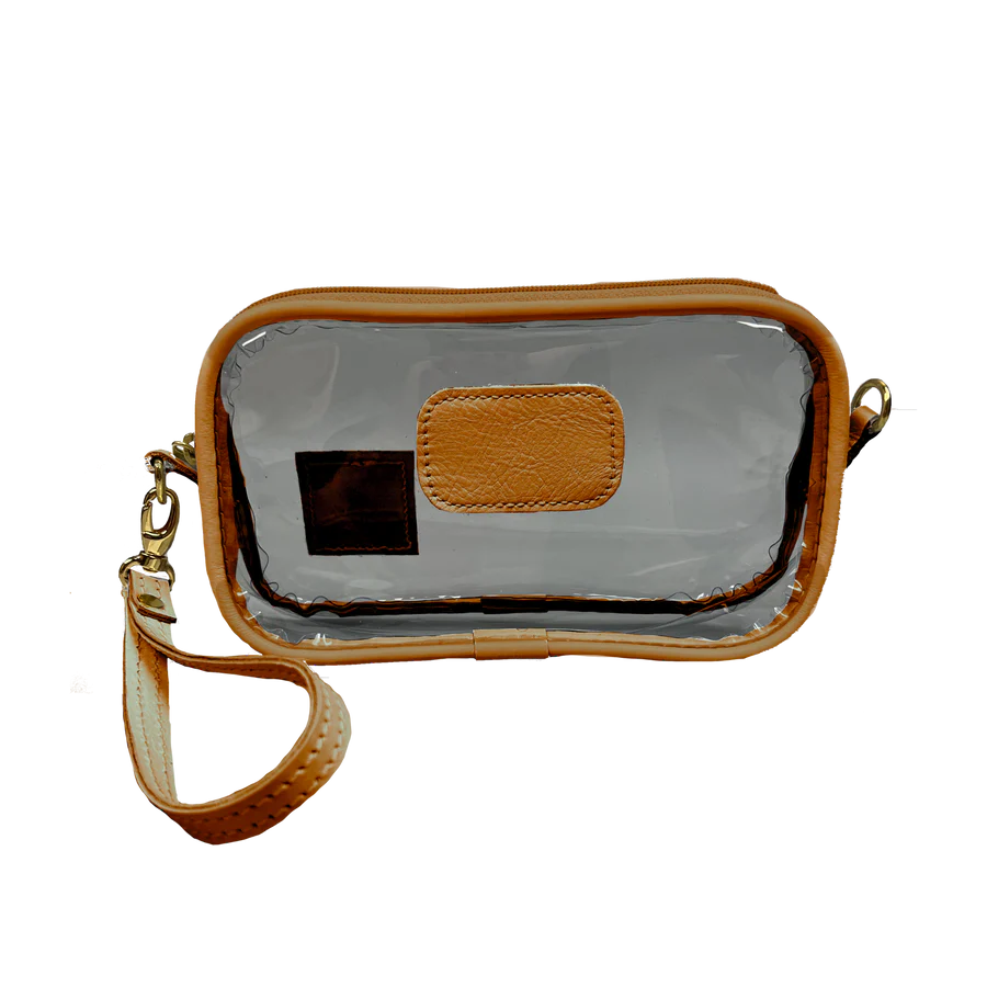 Jon Hart Clear Wristlet / Crossbody -Bridle Leather