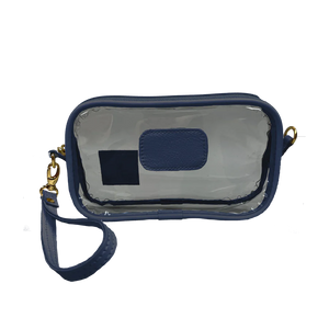 Jon Hart Clear Wristlet / Crossbody -Navy Leather