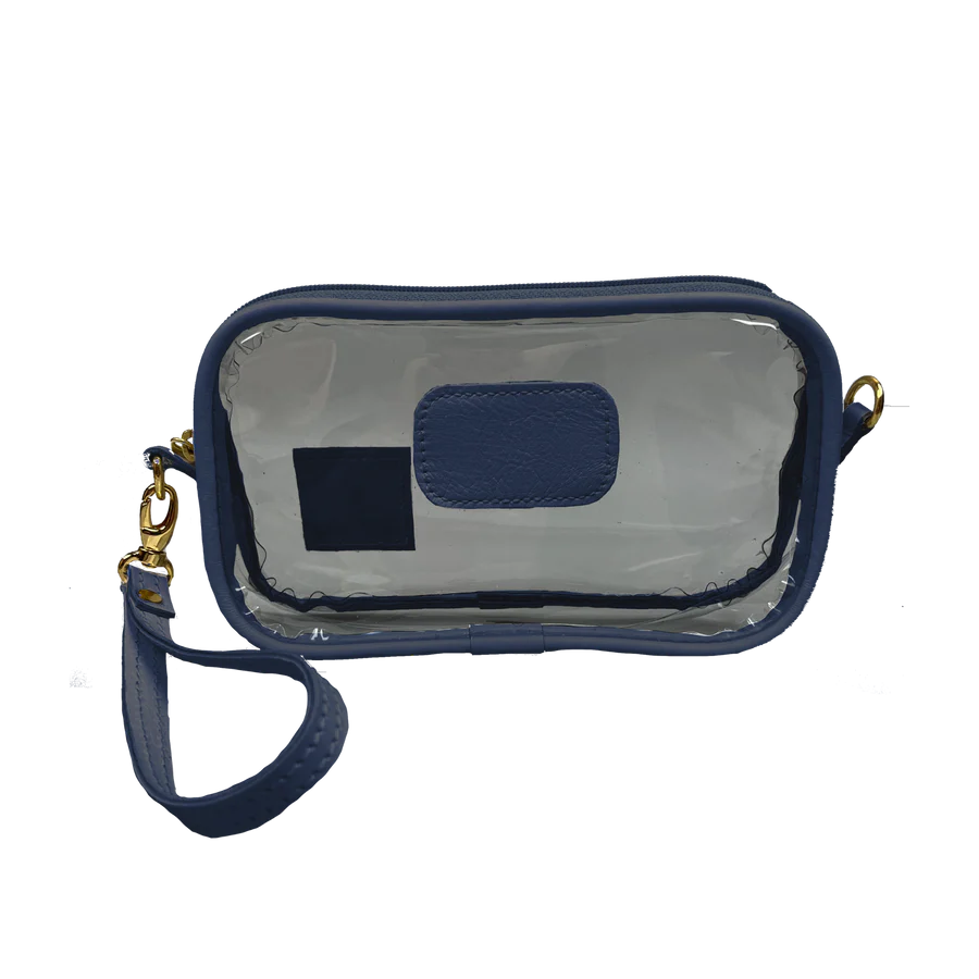 Jon Hart Clear Wristlet / Crossbody -Navy Leather