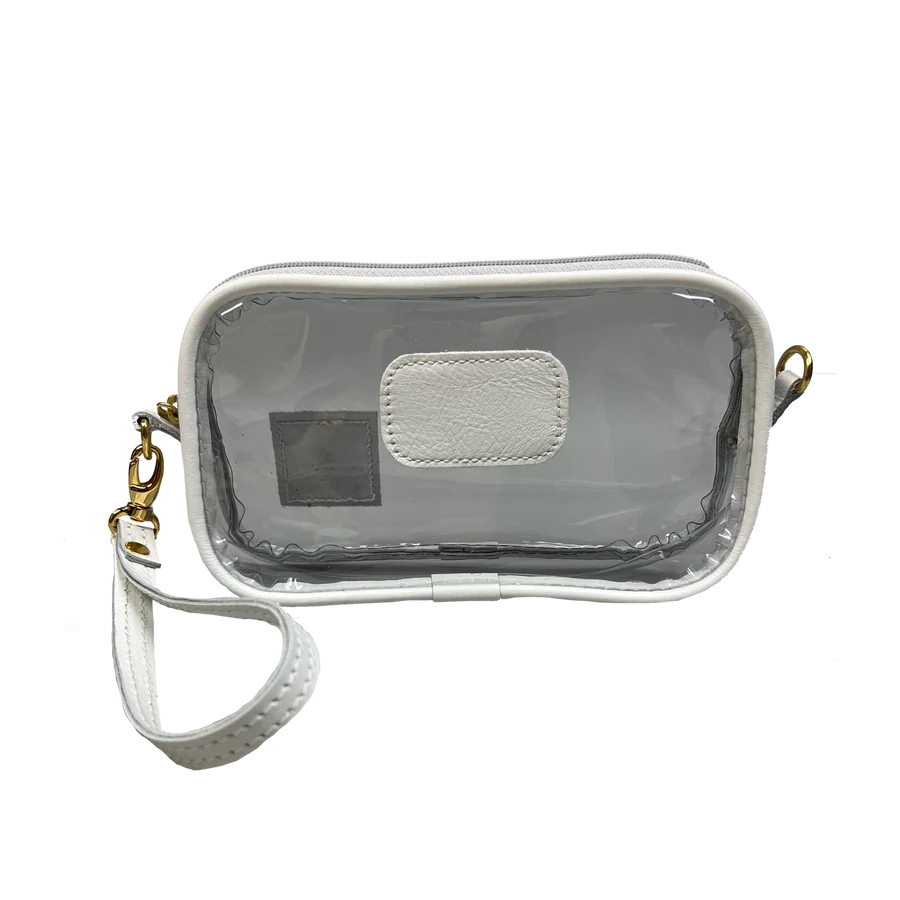 Jon Hart Clear Wristlet / Crossbody -White Leather