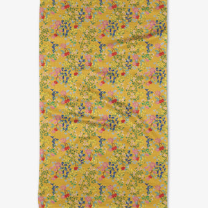 Geometry Sunny Cherry Blossoms Tea Towel