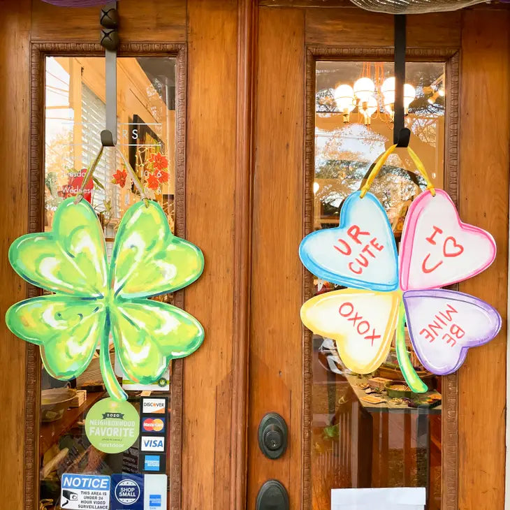 Double Sided Clover/Conversation Hearts Spring Door Hanger