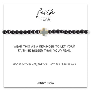 L&E Faith over Fear Gold Bracelet -Blk Agate