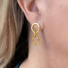 Load image into Gallery viewer, NY Gold Hammered Double Ring Earrings

