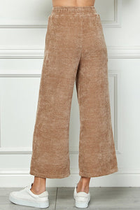 Tan Chenille Cropped Wide Pants