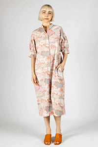 Landscape Print Linen Dress