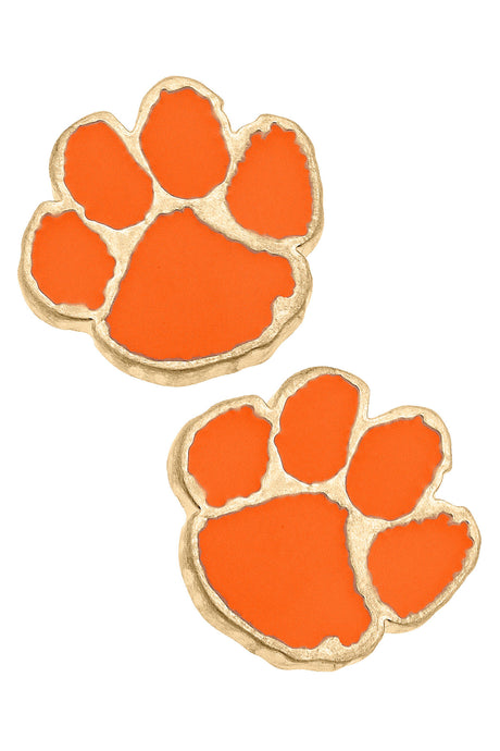 Clemson Tigers Enamel Stud Earrings -Orange