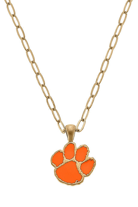 Clemson Tigers Enamel Pendant Necklace -Orange