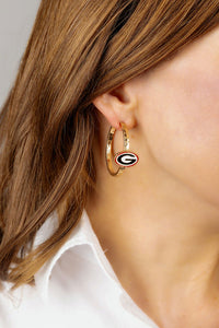 Georgia Bulldogs Enamel Logo Hoop Earrings