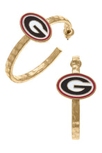 Load image into Gallery viewer, Georgia Bulldogs Enamel Logo Hoop Earrings
