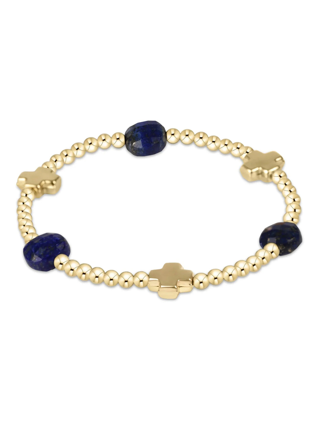 enewton Admire Signature Cross Gold Bead Bracelet -Lapis