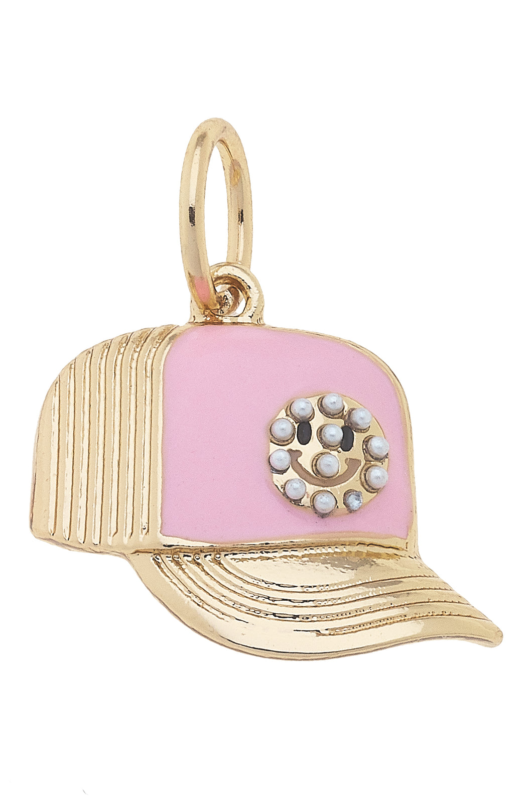 Trucker Hat Charm -Smiley Face Light Pink