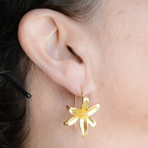 NY Gold Brass Flower Earrings