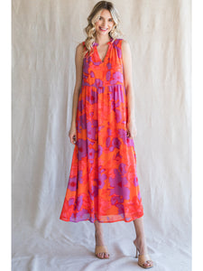 Jod Frill & Shirring Floral Dress