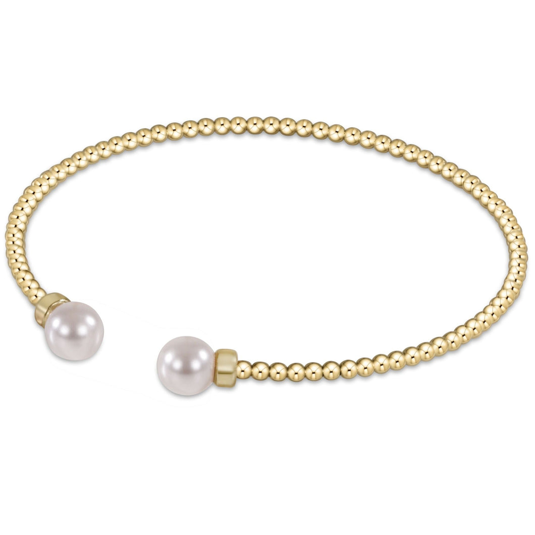 enewton Classic Gold 2mm Bead Cuff -Pearl