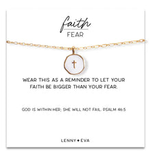 Load image into Gallery viewer, L&amp;E Faith over Fear Necklace -White Cross
