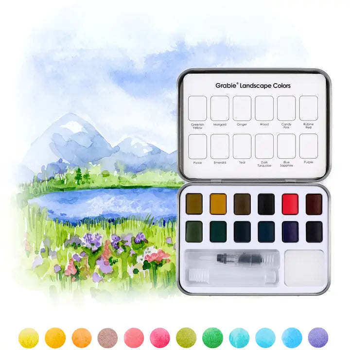 Watercolor Pocket Set of 12 with Brush -Landscape Colors