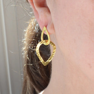 NY Gold Hammered Double Teardrop Earrings