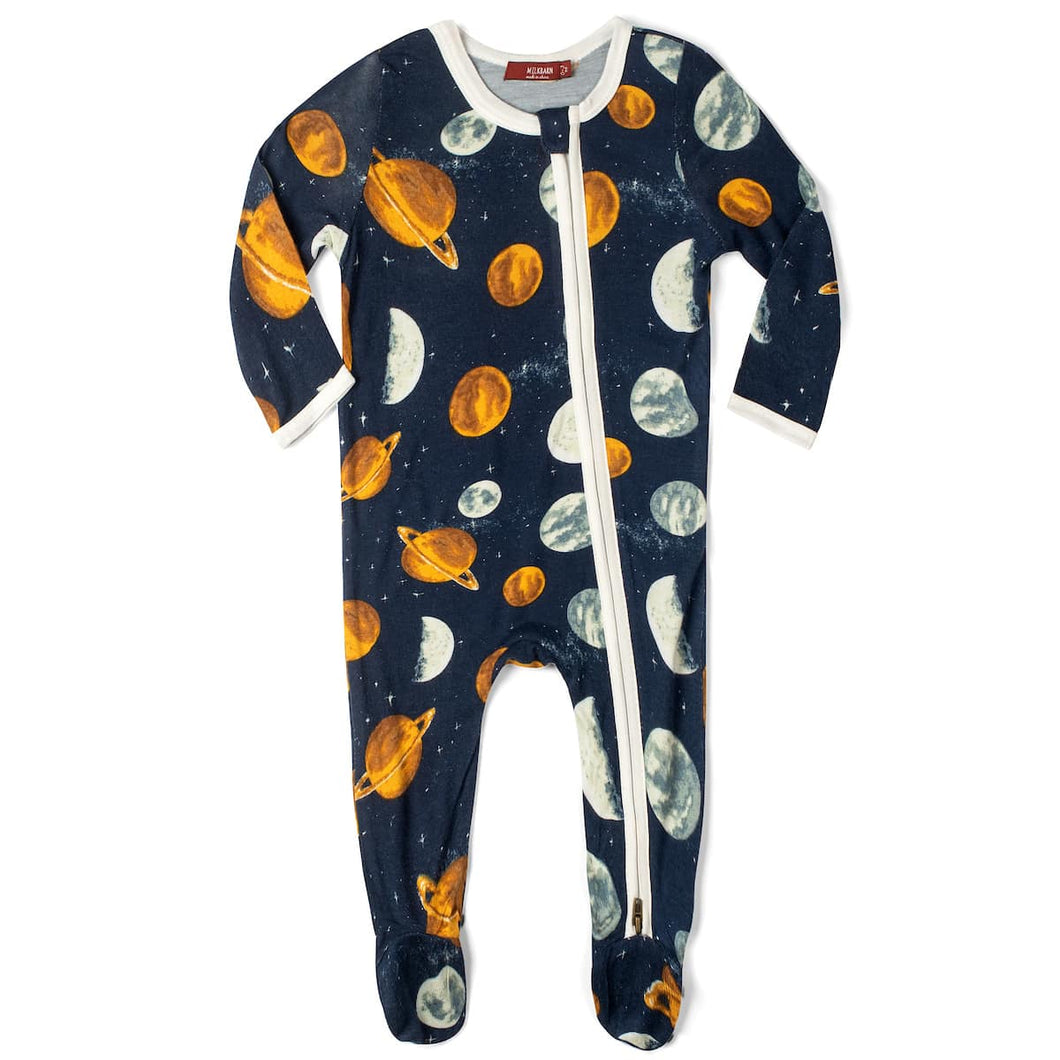MilkBarn Zipper Footed Romper -Planets
