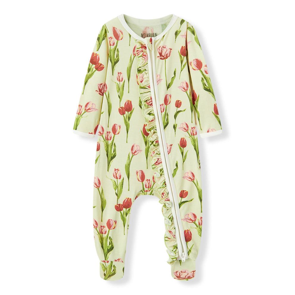 MilkBarn Ruffle Footed Romper -Tulip