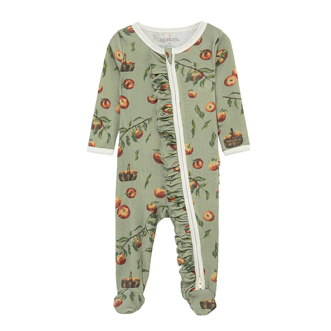 MilkBarn Ruffle Footed Romper -Apple Orchard