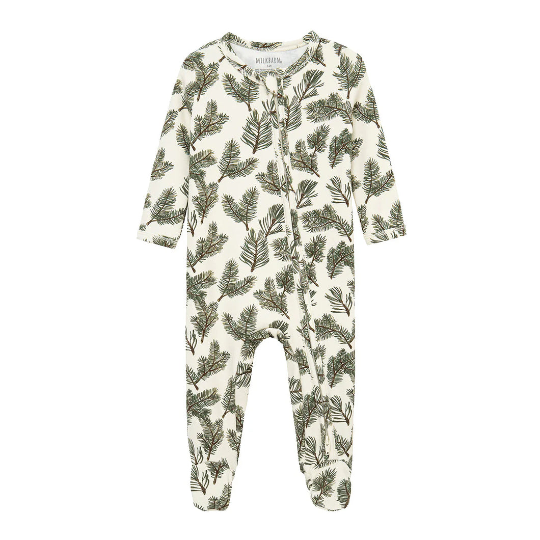 MilkBarn Zipper Footed Romper -Pine