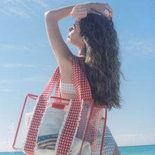 Load image into Gallery viewer, Jelly Tote w/ Phone Pouch -Cherry Gingham
