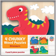Load image into Gallery viewer, Dinosaurs Chunky Wood Puzzles
