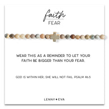 Load image into Gallery viewer, L&amp;E Faith over Fear Gold Bracelet -Feldspar
