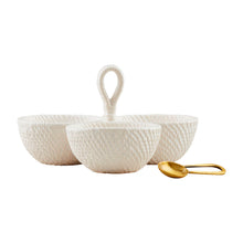 Load image into Gallery viewer, Woven Stoneware Triple Tidbit Set
