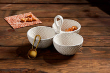 Load image into Gallery viewer, Woven Stoneware Triple Tidbit Set
