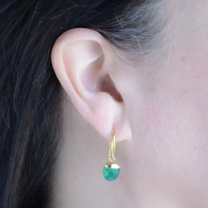 NY Faceted Green Onyx Drop Earrings