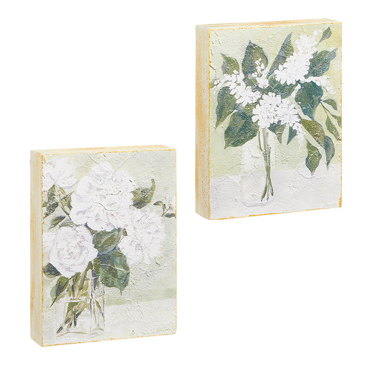 White Flowers in Vase Block Wall Art 8
