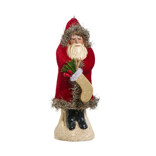 Woodland Red Velvet Santa Ornament