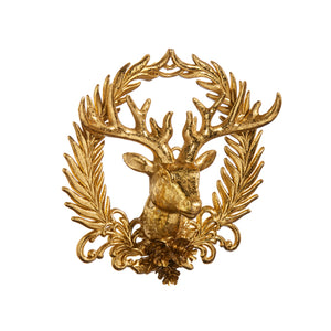 Deer with Wreath Emblem Ornament