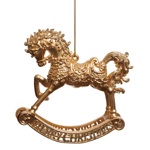 Gold Rocking Horse Ornament
