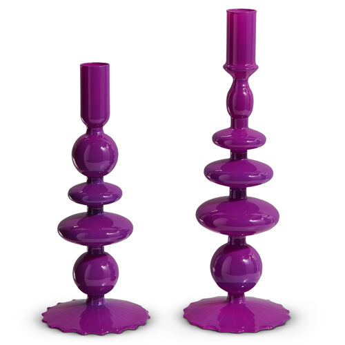 Purple Glass Candlesticks (set of 2)
