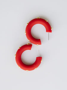 MM Candace Hoop Earrings -Medium -Red