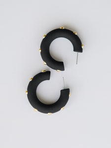 MM Candace Hoop Earrings -Medium -Black