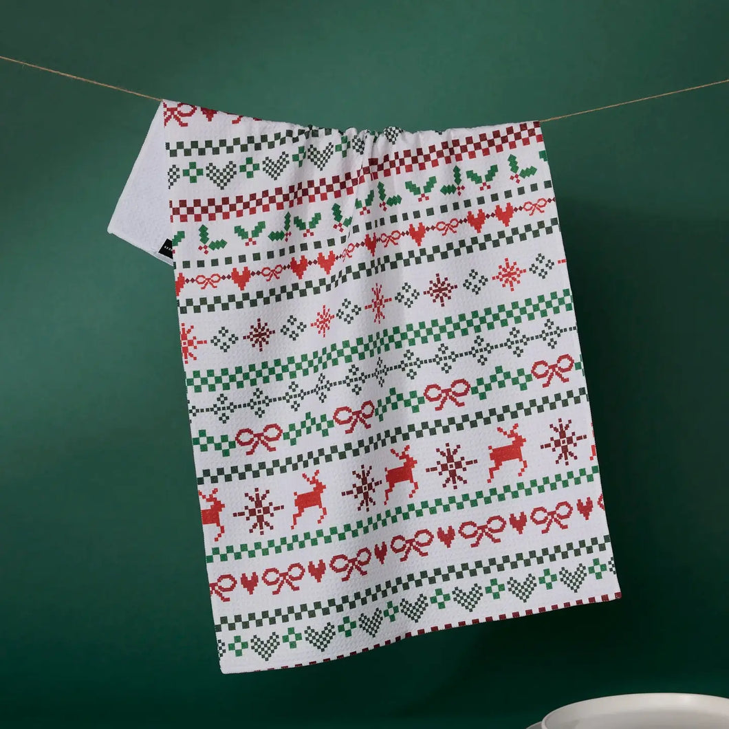 Geometry Ugly Sweater Day Tea Towel