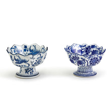 Load image into Gallery viewer, Blue Scalloped Edge Footed Bowl
