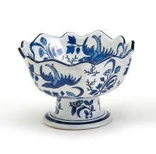 Load image into Gallery viewer, Blue Scalloped Edge Footed Bowl
