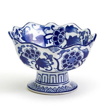 Load image into Gallery viewer, Blue Scalloped Edge Footed Bowl
