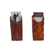 Load image into Gallery viewer, Chestnut Woven Leather Weighted Eyeglass Holder
