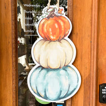 Load image into Gallery viewer, Double Sided Pumpkin Stack / Snowman Door Hanger
