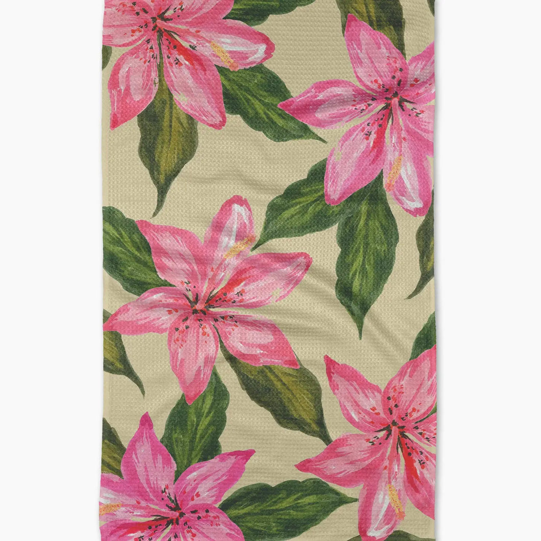 Geometry Hibiscus Haze Tea Towel