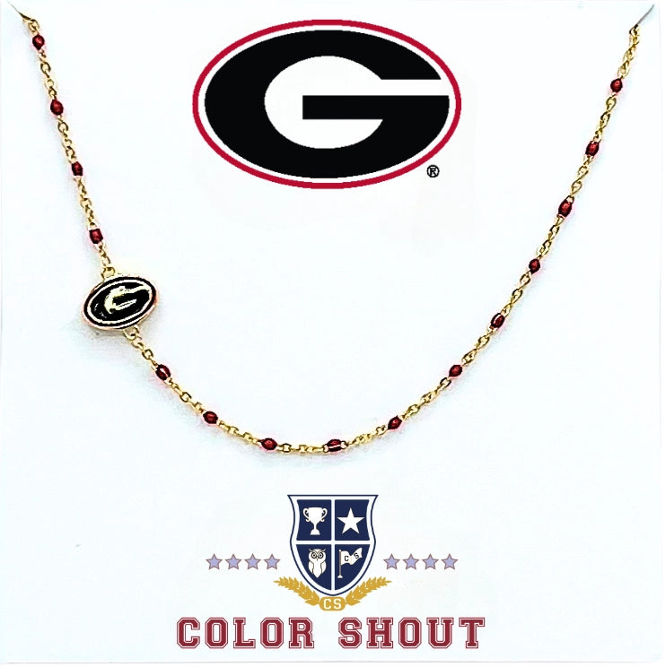 Game Day Side Set Logo Necklace -Georgia